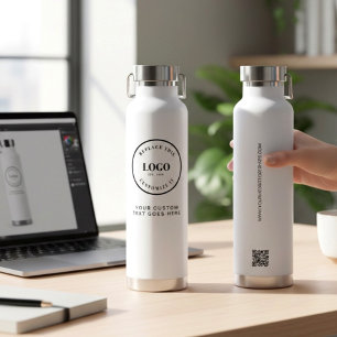 Botella De Agua Sitio web de código QR de logotipo empresarial y t