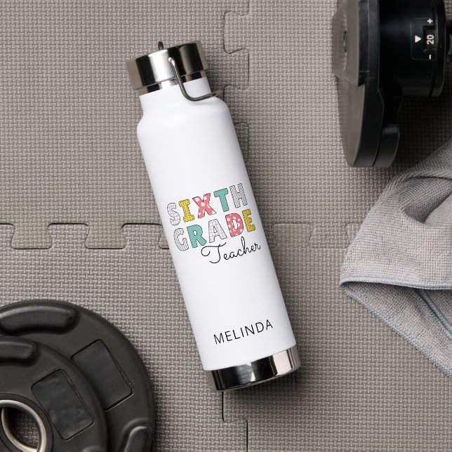 Botella De Agua Sixth Grade Teacher Back to School (Gimnasio (girado))