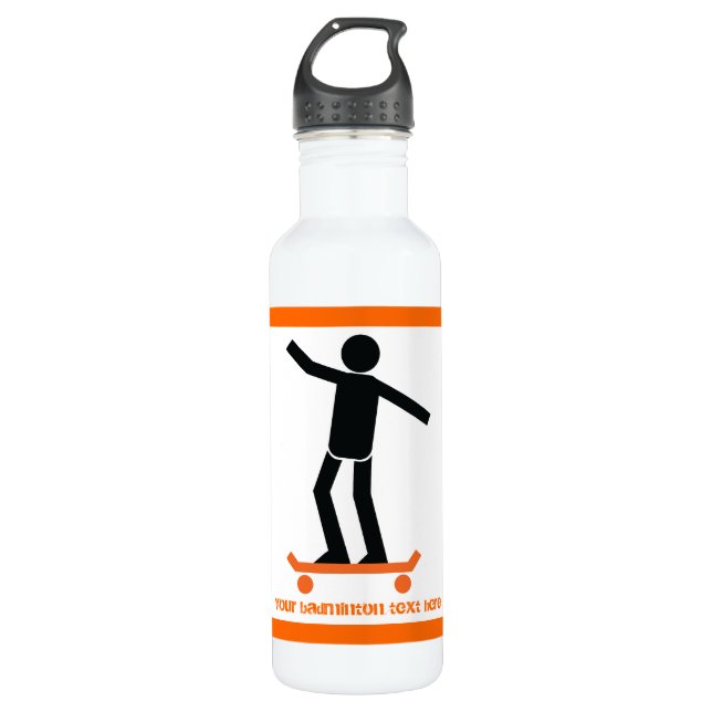 Botella De Agua Skateboarder en su personalizado de patineta (Anverso)