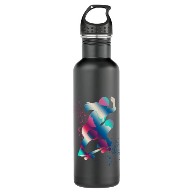 Botella De Agua Skateboarder femenino (Anverso)