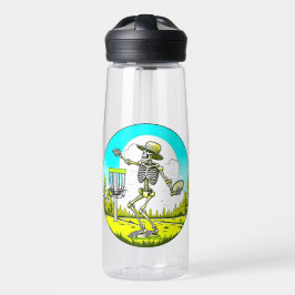 Botella De Agua Skeleton Disk Golfer Retro Pop Art