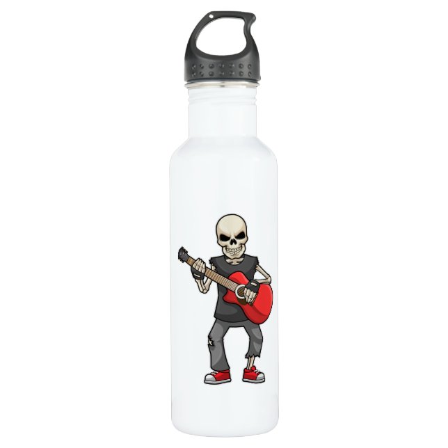 Botella De Agua Skeleton en la música con guitarra (Anverso)