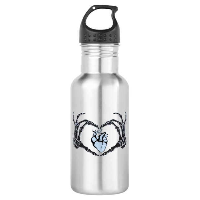 Botella De Agua Skeleton Heart Hands Classic Design para Halloween (Anverso)
