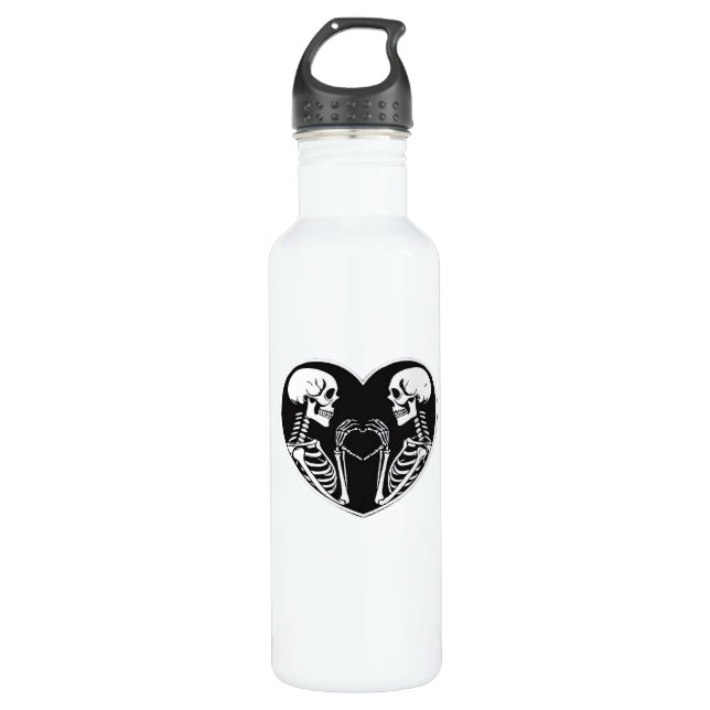 Botella De Agua Skeleton Heart Hands Rótulo Halloween Costume Retr (Anverso)