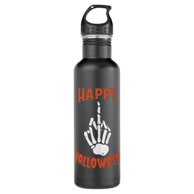 Botella De Agua Skeleton Middle Finger Happy Halloween (Anverso)