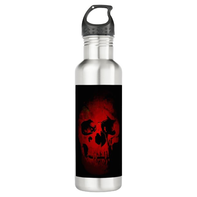 Botella De Agua Skeleton Rojo Fantasía Arte Fuerte Metalizado (Anverso)