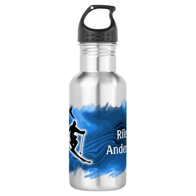 Botella De Agua Skiing with Skier Silhouette personalize (Anverso)