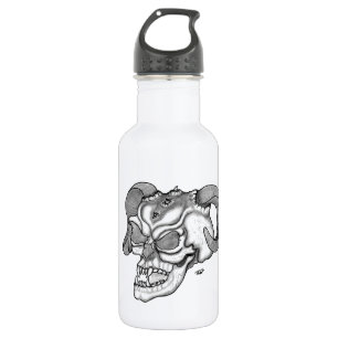 Botella De Agua Skull Devil Head Diseño en blanco y negro