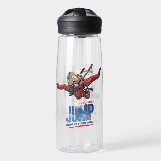 Botella De Agua  Skydiving-Feel Freedom Above Clouds | (Men) 25oz (Delante)