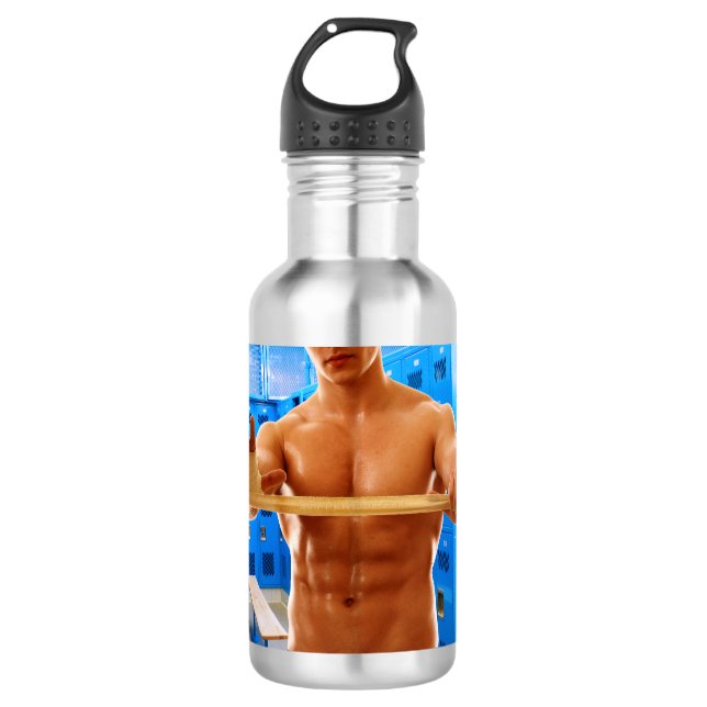 Botella De Agua SlipperyJoe hombre muscular abs vestuario de baldo (Anverso)