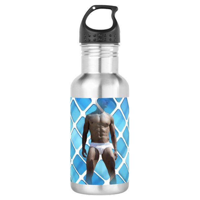 Botella De Agua SlipperyJoe hombre muscular seis empates abs macho (Anverso)