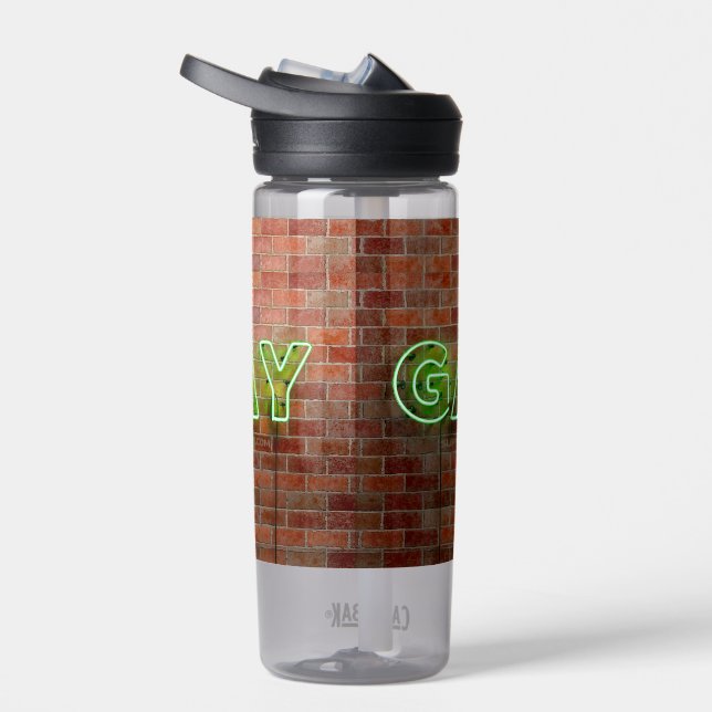 Botella De Agua SlipperyJoe signo de neón gay brillante vivo (Derecho)