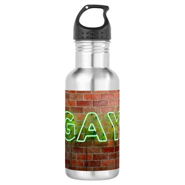 Botella De Agua SlipperyJoe signo de neón gay brillante vivo (Anverso)