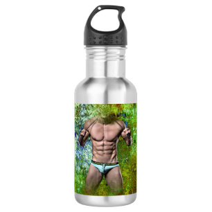 Botella De Agua SlipperyJoe's hombre adulto muy musculoso sin cami