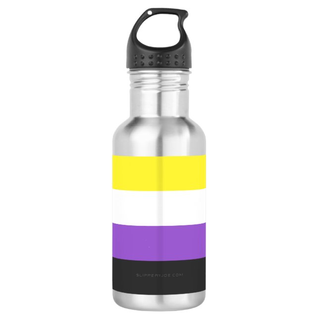 Botella De Agua SlipperyJoe's Nonbinary Pride Flag gay gifts LGBTQ (Anverso)