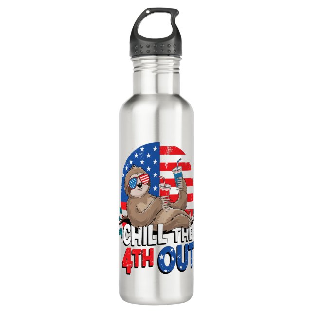 Botella De Agua Sloth Chill the 4th out Patriotic USA (Anverso)