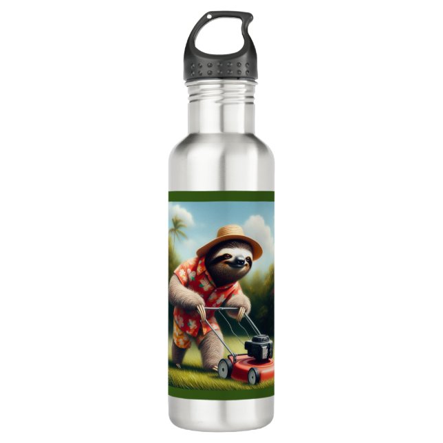 Botella De Agua Sloth Mowing Lawn (Anverso)