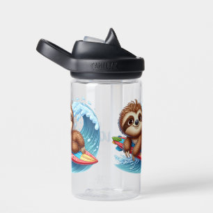 Botella De Agua Sloth Surfista Personalizable Para Niño