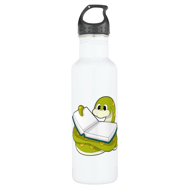 Botella De Agua Snake al leer con libro (Anverso)
