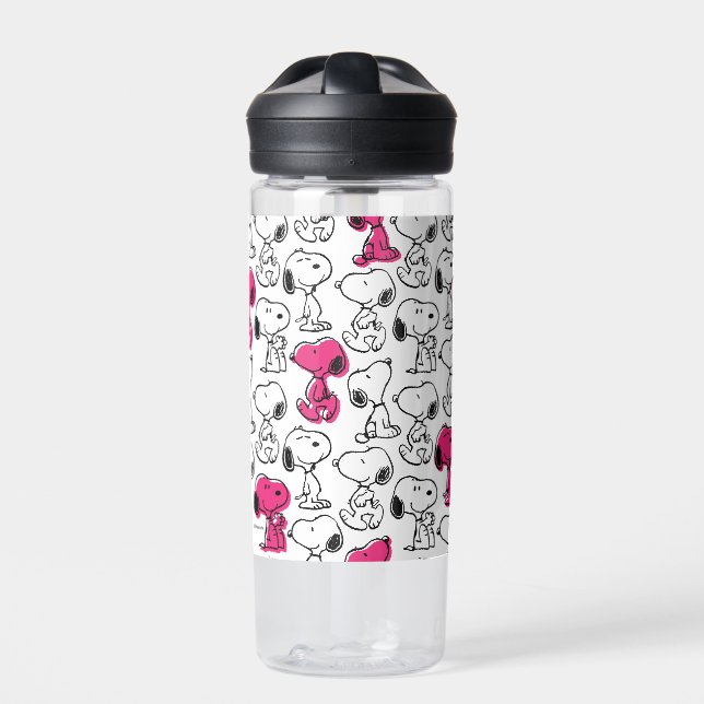 Botella De Agua Snoopy Black & Magenta Pattern (Delante)