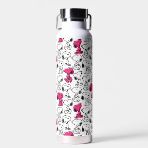 Botella De Agua Snoopy Black & Magenta Pattern