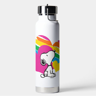 Botella De Agua Snoopy y Woodstock   Corazones arcoiris