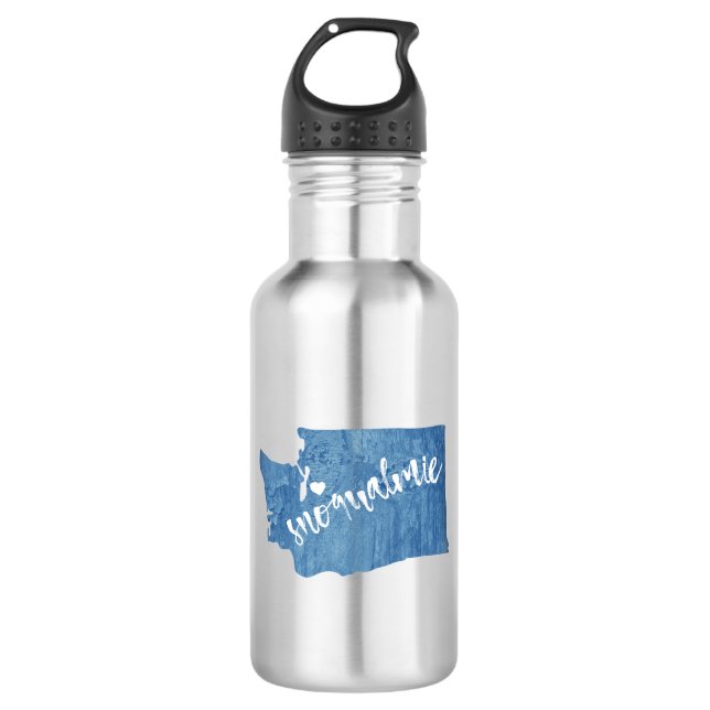Botella De Agua Snoqualmie Washington Grano de Madera (Anverso)