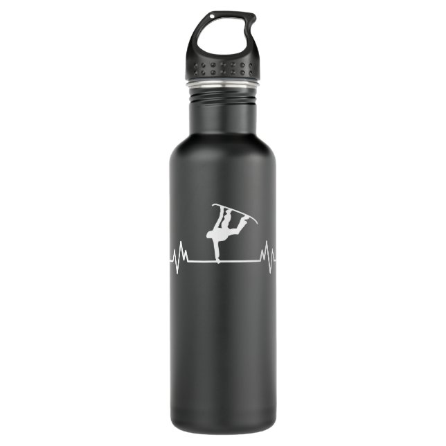 Botella De Agua Snowboard Heartbeat Gracioso Deporte Snowboard Reg (Anverso)