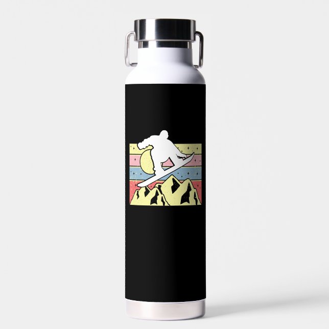Botella De Agua Snowboarder Snowboard Snowboard Retro (Delantero)