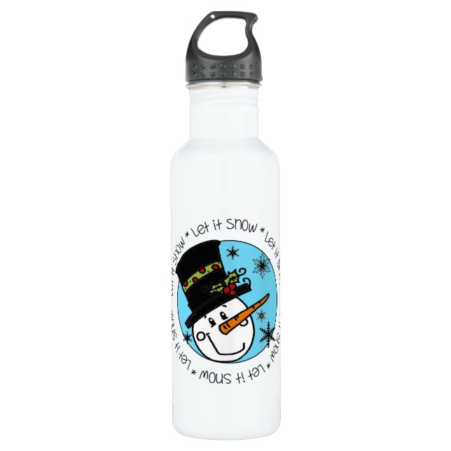 Botella De Agua Snowman deja que la nieve (Anverso)