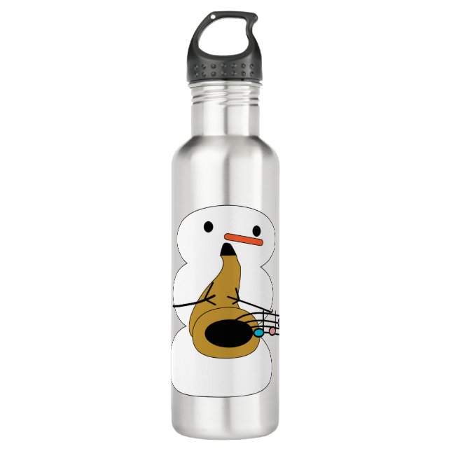 Botella De Agua Snowman juega notas de música saxofoniana (Anverso)
