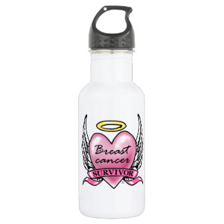 Botella De Agua Sobreviviente del corazón rosado