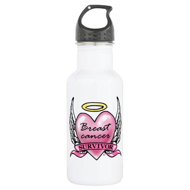 Botella De Agua Sobreviviente del corazón rosado (Anverso)