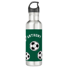 Botella De Agua Soccer Green Personalised Kids Back to School