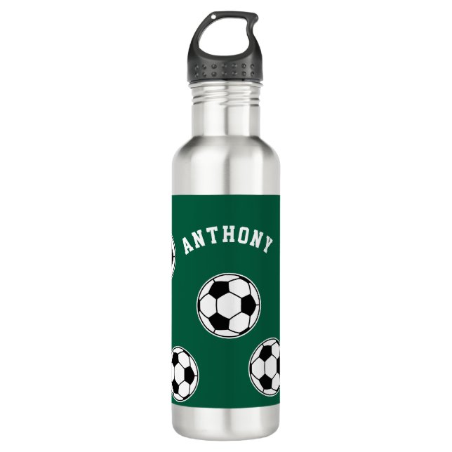 Botella De Agua Soccer Green Personalised Kids Back to School (Anverso)