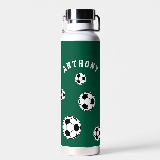 Botella De Agua Soccer Green Personalised Kids Back to School (Atrás)