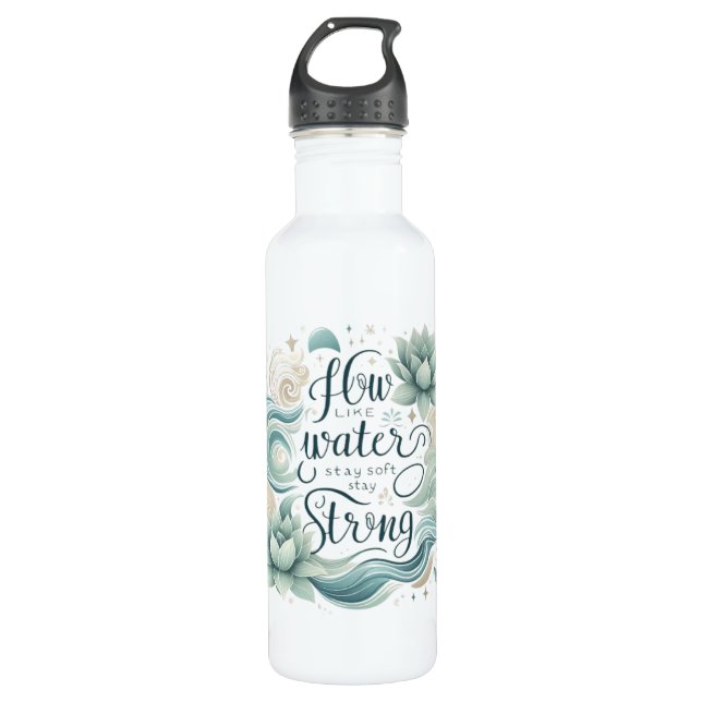 Botella De Agua Soft Strength Quote in Flowing Water Design (Anverso)