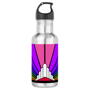 Botella De Agua Sol Art Decó en arco iris