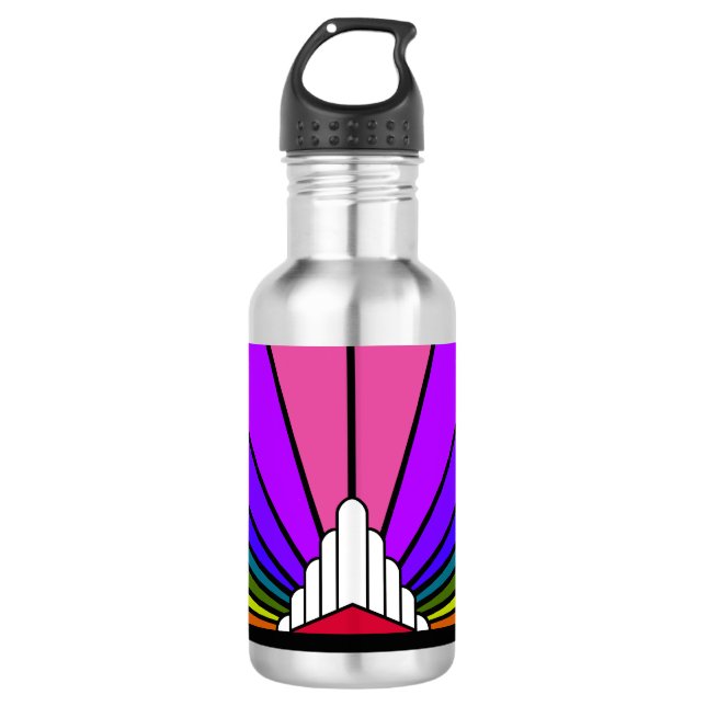 Botella De Agua Sol Art Decó en arco iris (Anverso)