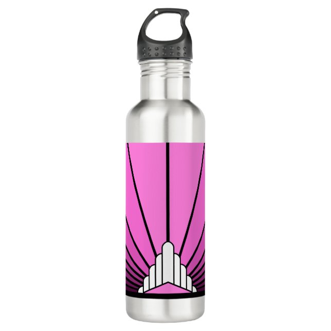 Botella De Agua Sol Art Decó en rosa (Anverso)