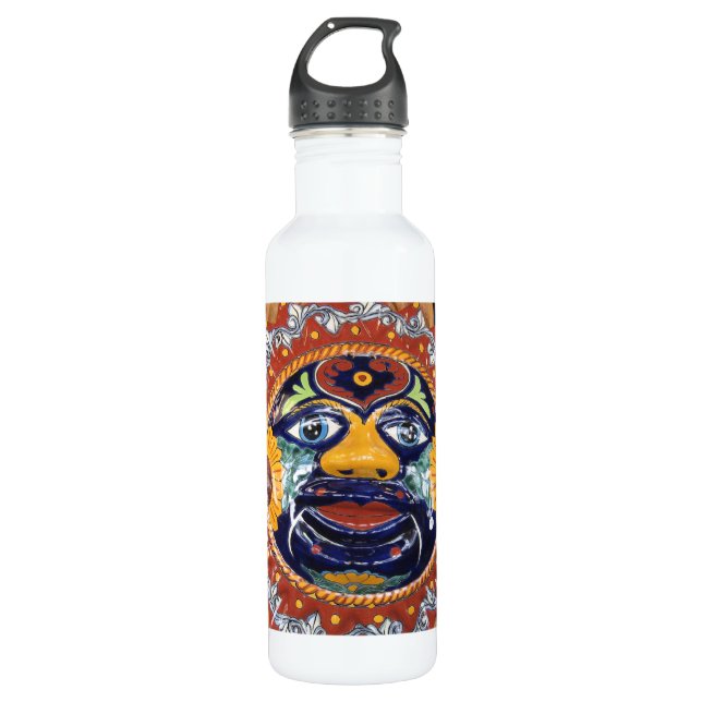 Botella De Agua Sol del estilo de Talavera del mexicano (Anverso)