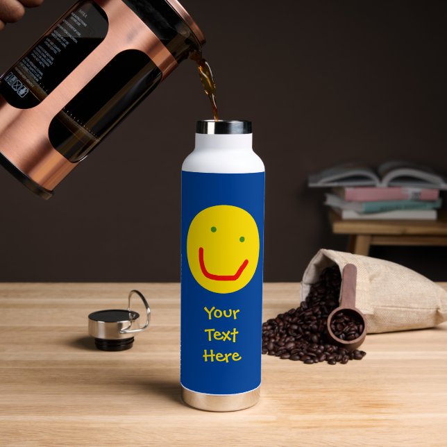 Botella De Agua Sol sonriente cara feliz (Café (girado))