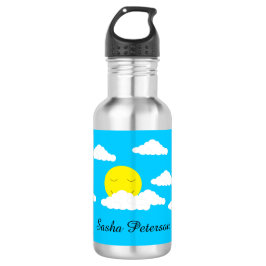 Botella De Agua Sol sonriente con nubes:
