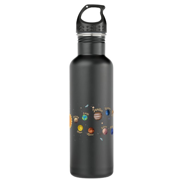 Botella De Agua Solar System Planets Kids Knowledge Outer Space (Anverso)