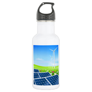 Botella de agua solar y de la energía eólica