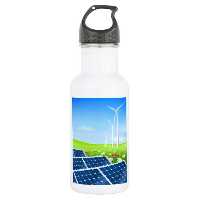 Botella de agua solar y de la energía eólica (Anverso)