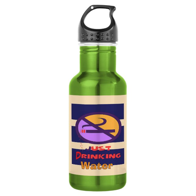 Botella De Agua Solo bebiendo agua verde  (Anverso)