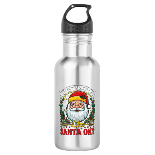 Botella De Agua Solo Me Gusta Santa Ok Navidad Claus Acebo Corona