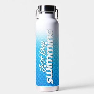 Botella De Agua "Sólo Nadar" Escalas azules Vida de Natación