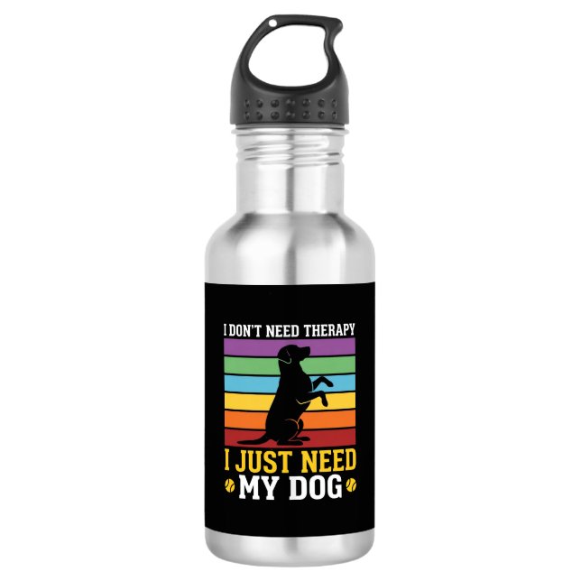 Botella De Agua Solo Necesito Terapia de Perro (Anverso)
